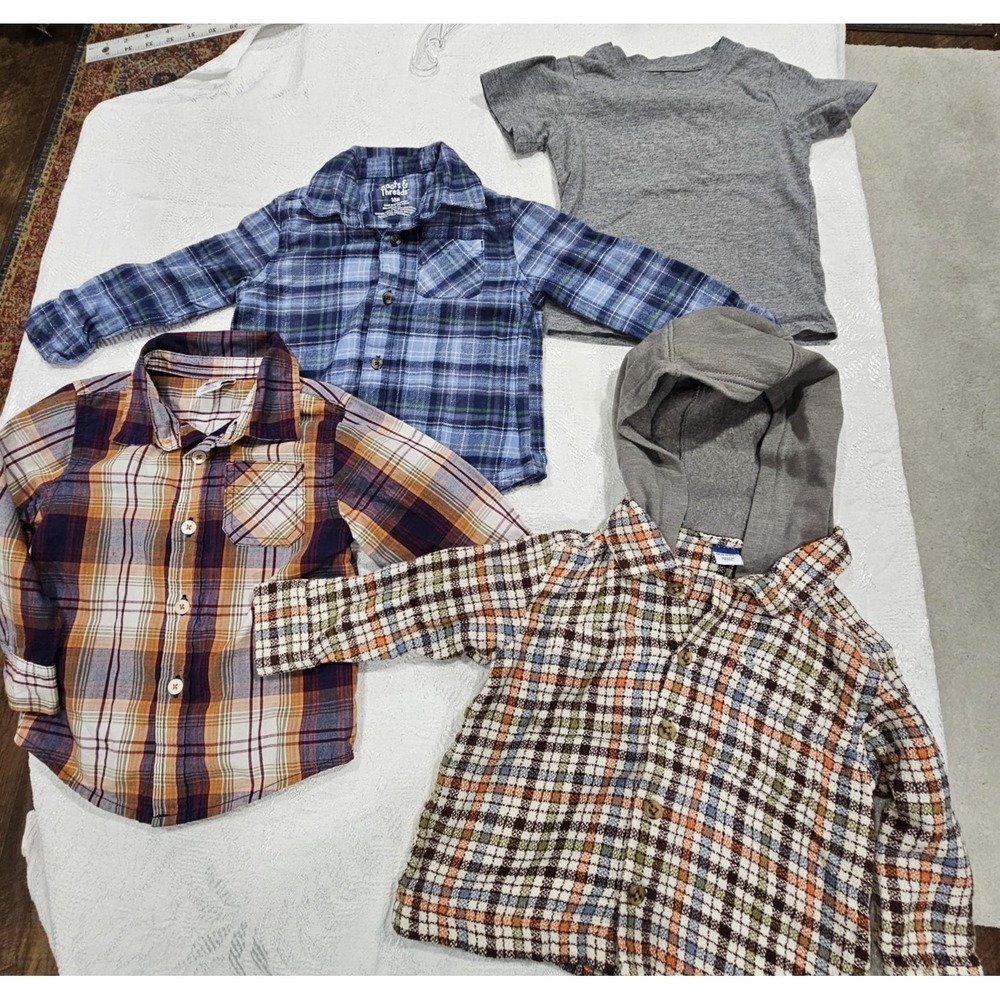 Boys 18M Clothing Lot 4 Pc Plaid Shirts Hoodie Old Navy Roots Casual
